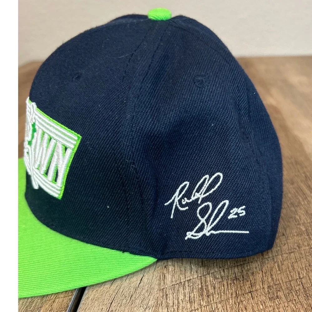 Richard Sherman 25 Shutdown Snapback Hat Black Neon Green Adjustable‎